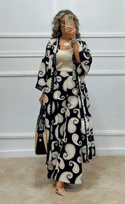 Σετ με κέντημα λαχούρι μαύρο