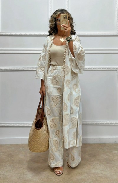 Σετ με κέντημα λαχούρι άσπρο