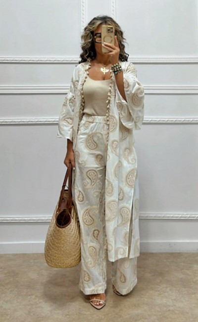 Σετ με κέντημα λαχούρι άσπρο