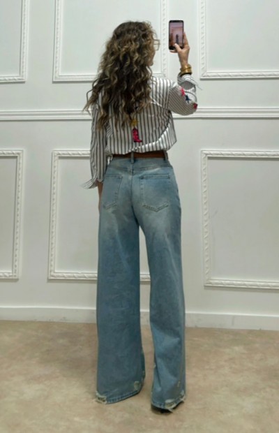 Πουκάμισο ριγέ με κεντήματα