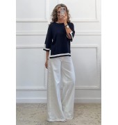 Μερσεριζέ μπλούζα μπλε σκούρο