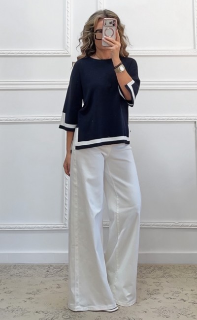 Μερσεριζέ μπλούζα μπλε σκούρο