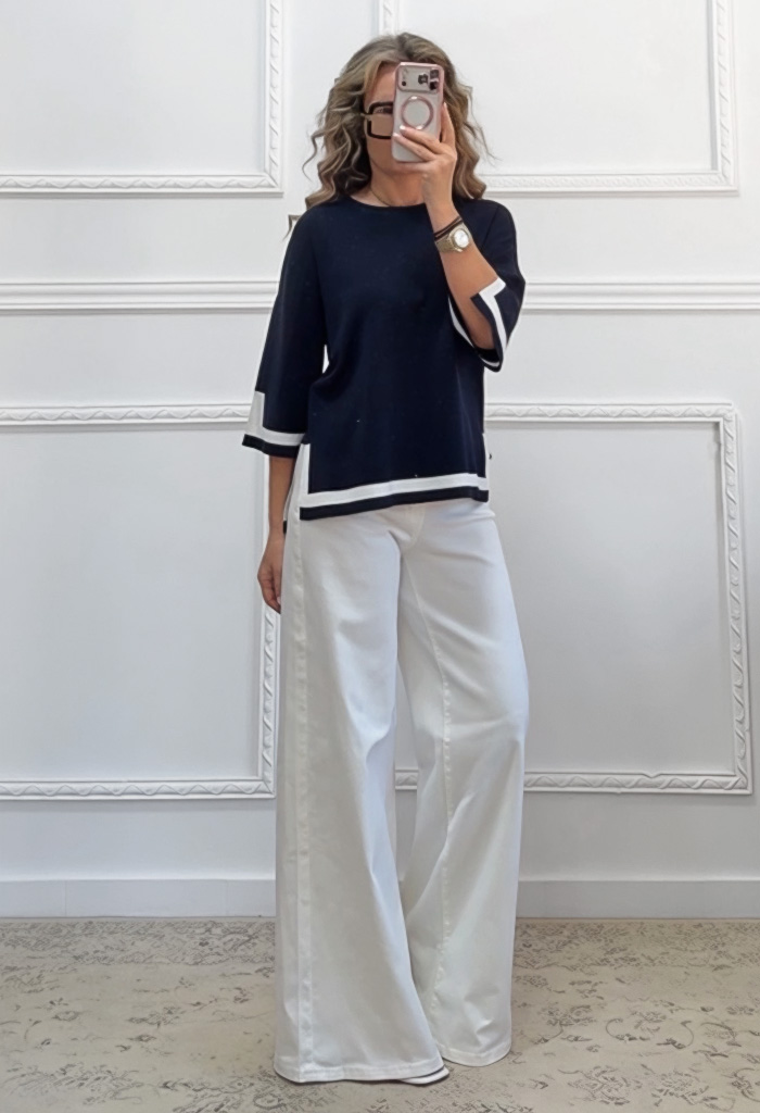 Μερσεριζέ μπλούζα μπλε σκούρο