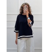 Μερσεριζέ μπλούζα μπλε σκούρο