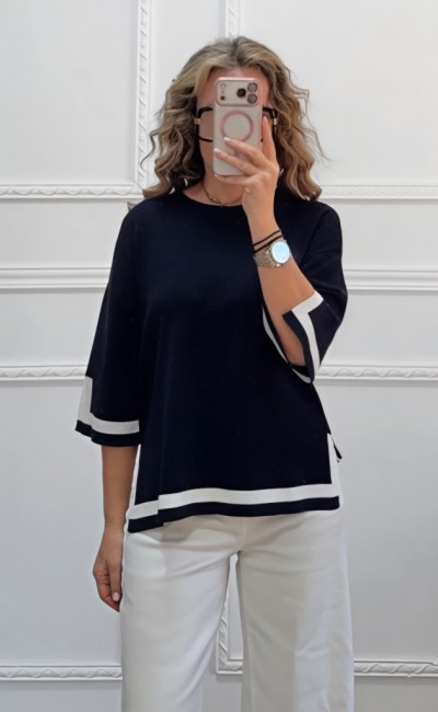 Μερσεριζέ μπλούζα μπλε σκούρο