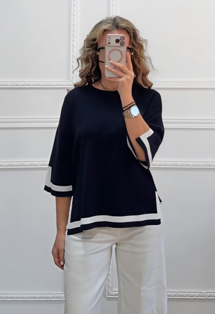 Μερσεριζέ μπλούζα μπλε σκούρο