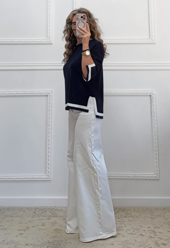 Μερσεριζέ μπλούζα μπλε σκούρο