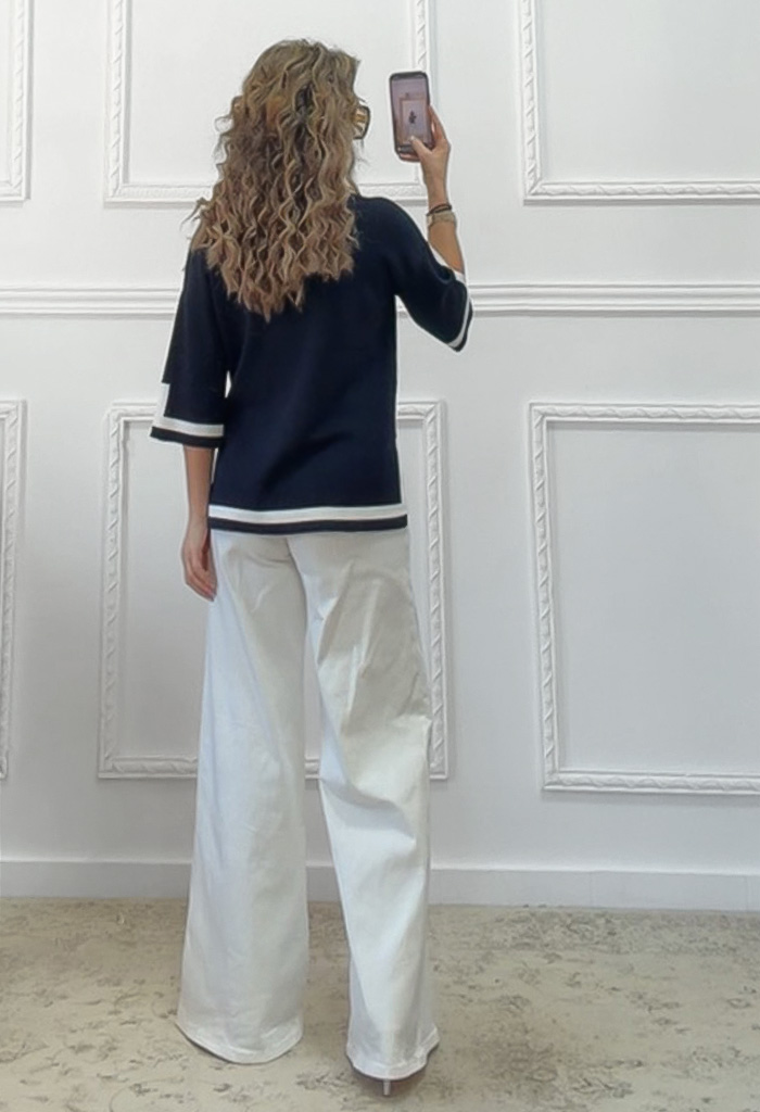 Μερσεριζέ μπλούζα μπλε σκούρο