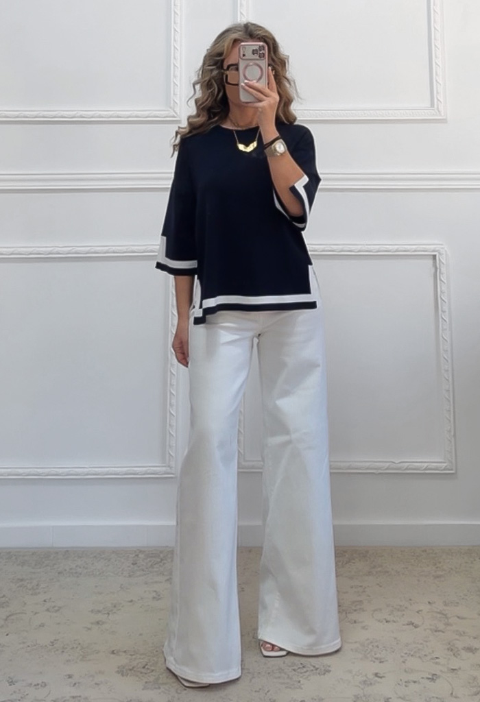 Μερσεριζέ μπλούζα μπλε σκούρο