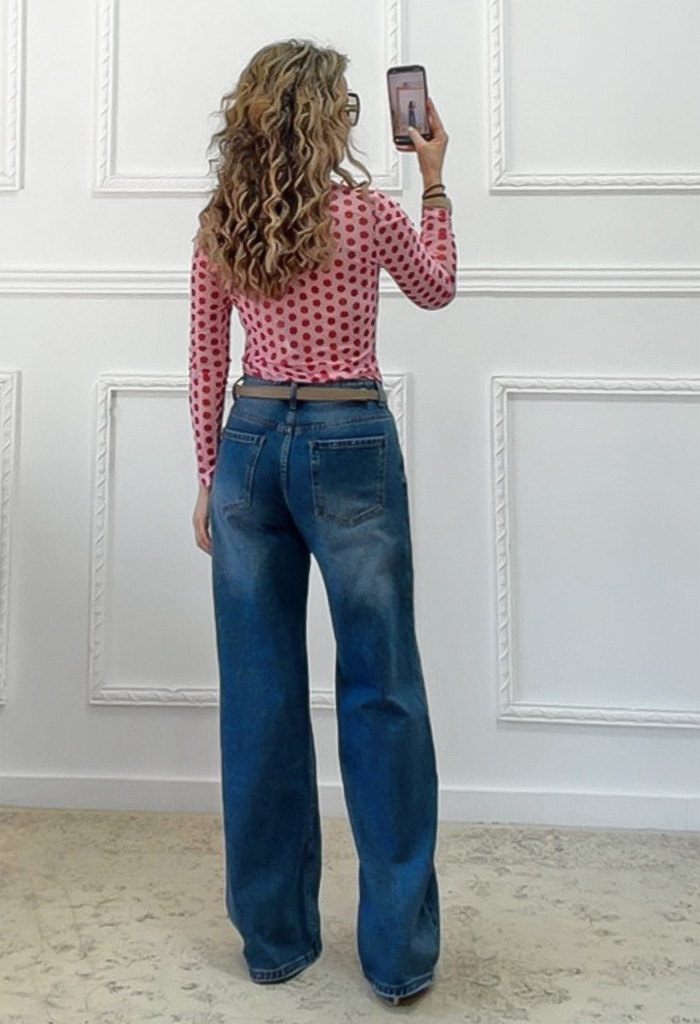 Ημιδιάφανη μπλούζα πουα