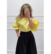 Μπλούζα με βολάν στο μανίκι κίτρινο