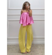 Τζιν παντελόνι με στρας κίτρινο