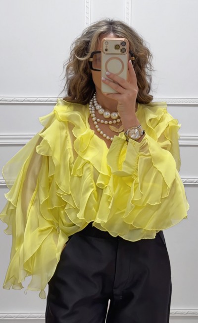 Μπλούζα με βολάν κίτρινη