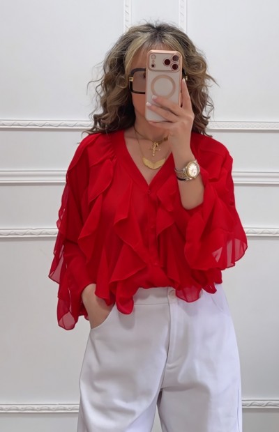 Boho μπλούζα με βολάν