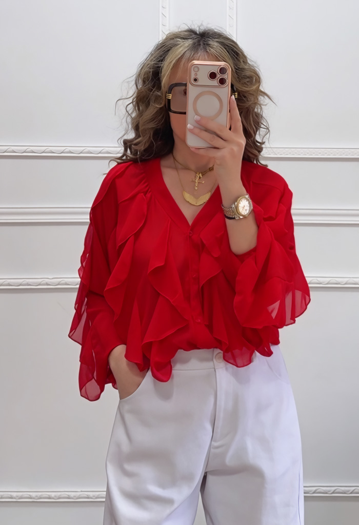 Boho μπλούζα με βολάν