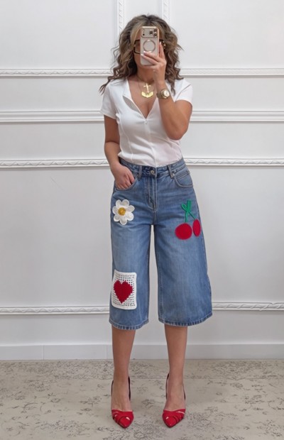 Μπλουζάκι με φερμουάρ λευκό