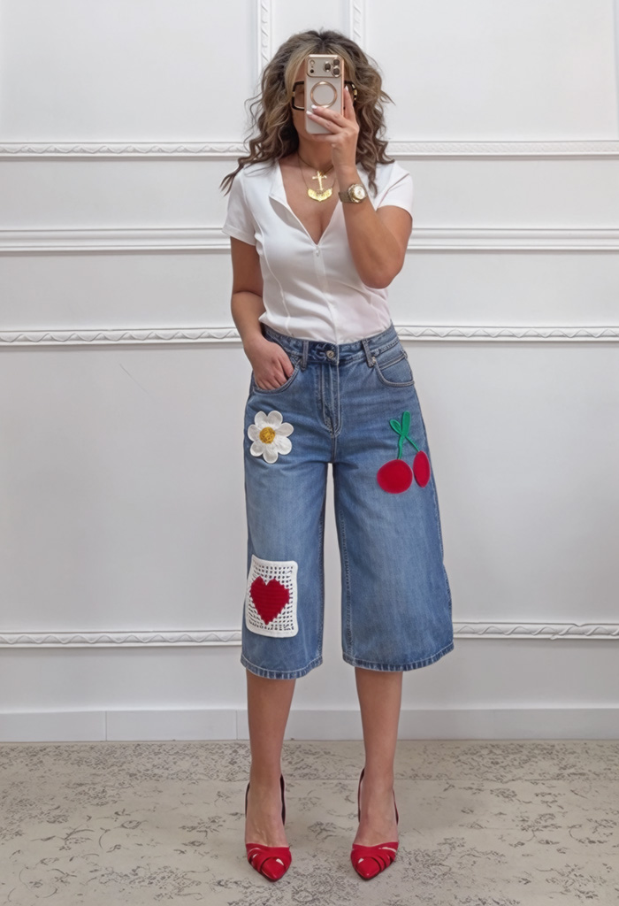 Μπλουζάκι με φερμουάρ λευκό