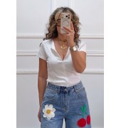 Μπλουζάκι με φερμουάρ λευκό