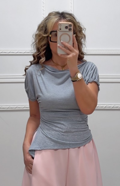 Μπλούζα με άνοιγμα γκρι