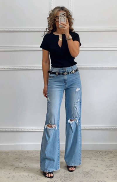 Τζιν παντελόνι με σκισίματα