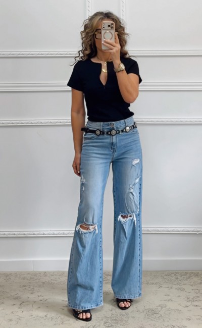 Μπλουζάκι με φερμουάρ μαύρο