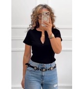 Μπλουζάκι με φερμουάρ μαύρο