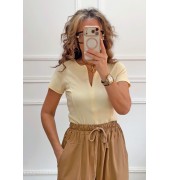 Μπλουζάκι με φερμουάρ κίτρινο