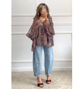 Army print μπλούζα με βολάν