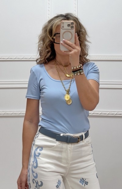 Μπλουζάκι βαμβακερό γαλάζιο