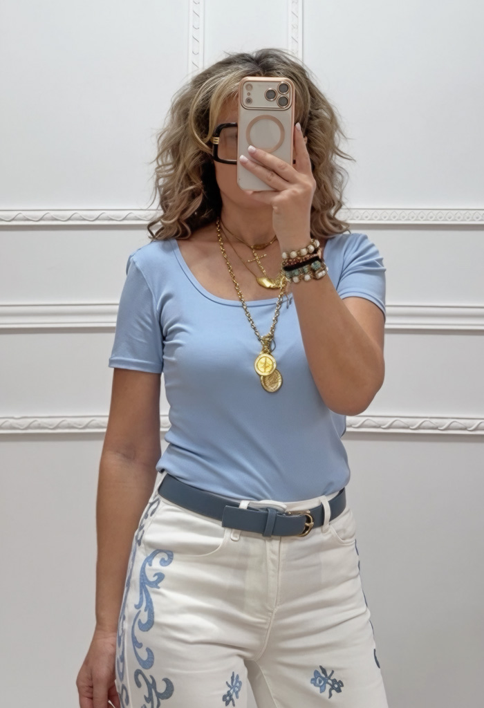 Μπλουζάκι βαμβακερό γαλάζιο