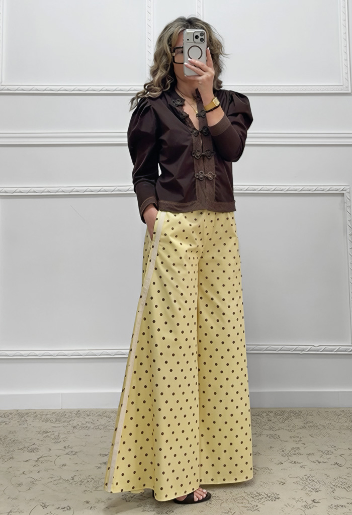 Πουά παντελόνα κίτρινη