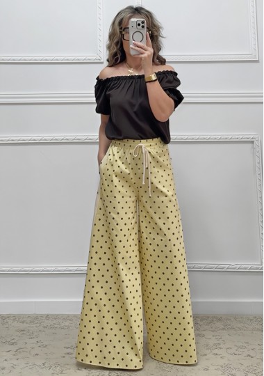 Πουά παντελόνα κίτρινη