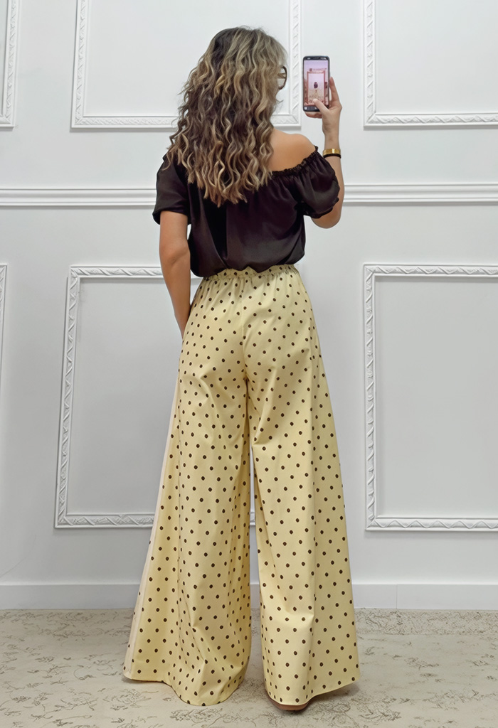 Πουά παντελόνα κίτρινη