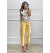 Tapered παντελόνι κίτρινο