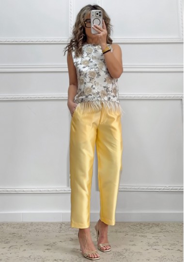 Tapered παντελόνι κίτρινο