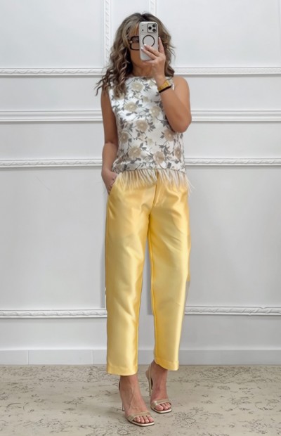 Tapered παντελόνι κίτρινο