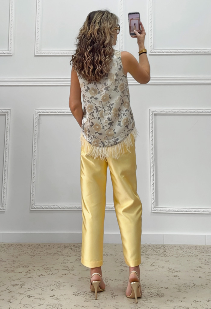 Tapered παντελόνι κίτρινο