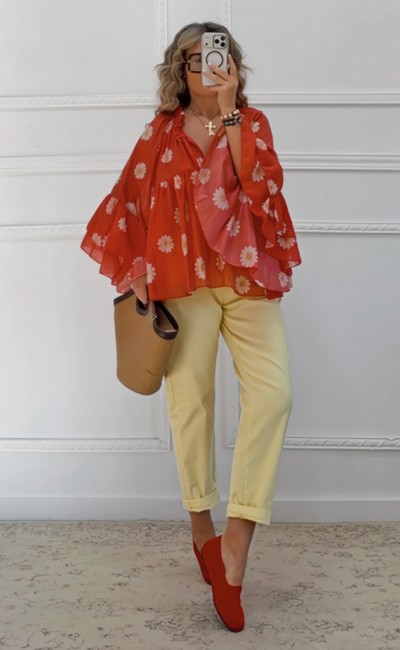 Mom fit παντελόνι baby yellow Mom fit παντελόνι baby yellow