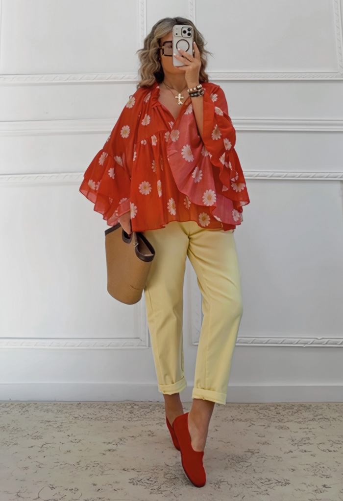 Mom fit παντελόνι baby yellow Mom fit παντελόνι baby yellow