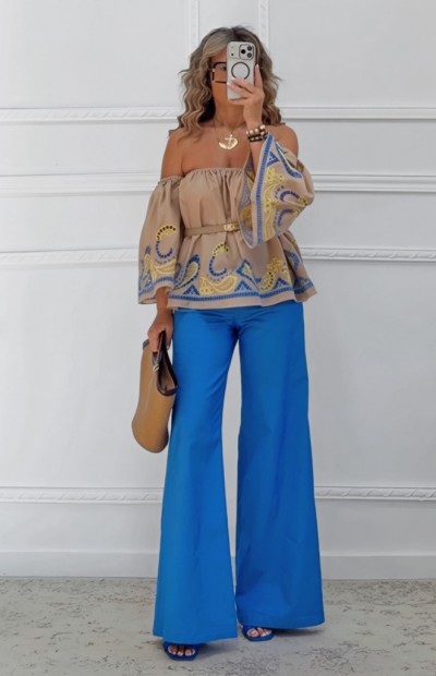 Wide leg παντελόνι