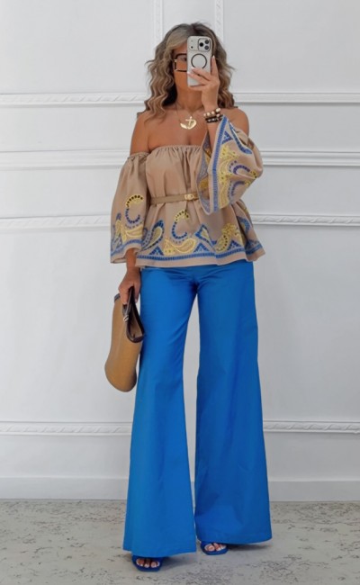 Wide leg παντελόνι