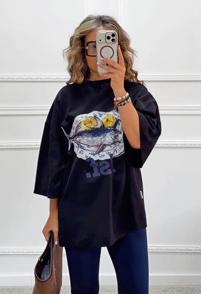 Oversized t-shirt με τύπωμα Oversized t-shirt με τύπωμα