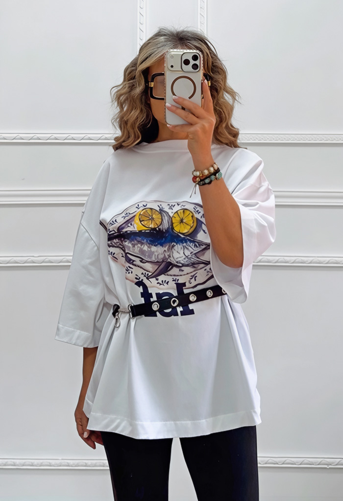 Oversized t-shirt με τύπωμα Oversized t-shirt με τύπωμα