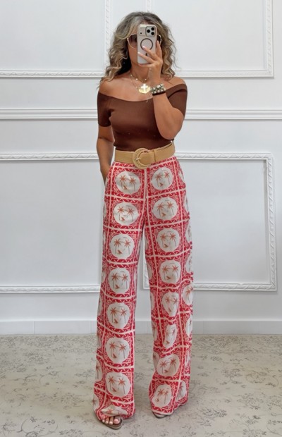 Wide leg παντελόνα