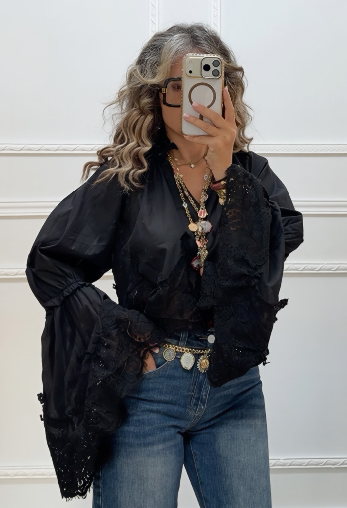 Boho πουκαμίσα μαύρη