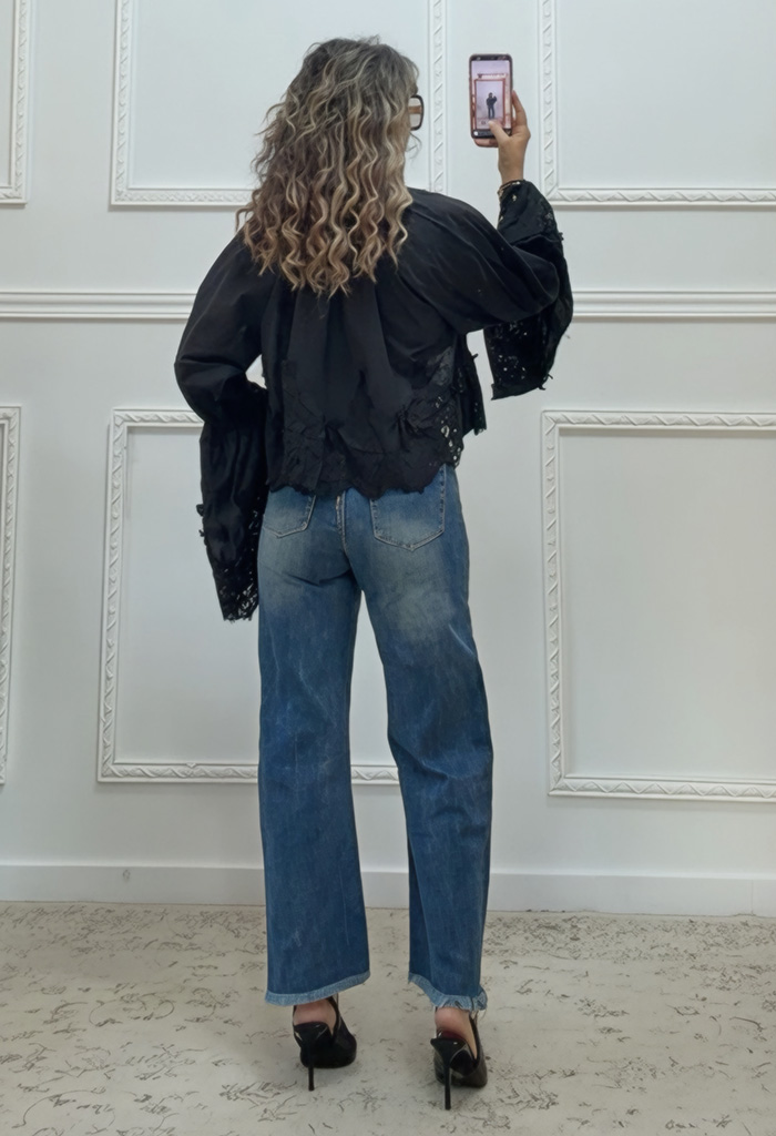 Boho πουκαμίσα μαύρη
