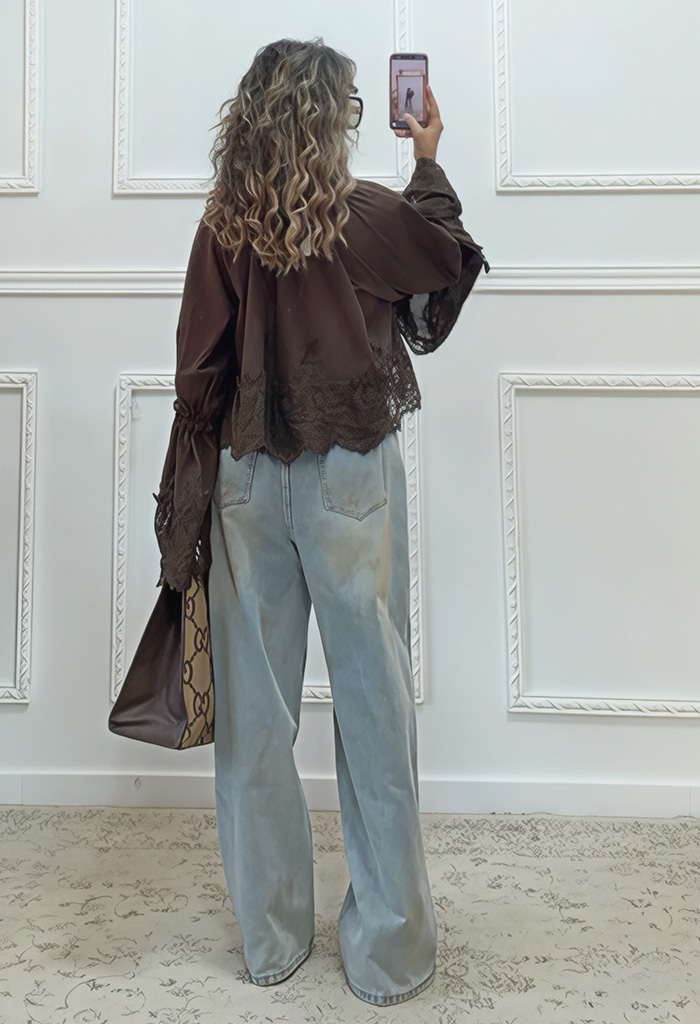 Boho πουκαμίσα καφέ