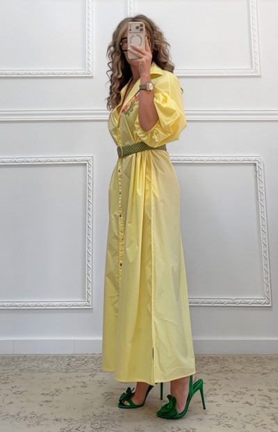 Καφτάνι με κεντήματα κίτρινο Καφτάνι με κεντήματα κίτρινο