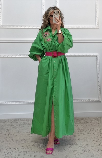 Καφτάνι με κεντήματα πράσινο