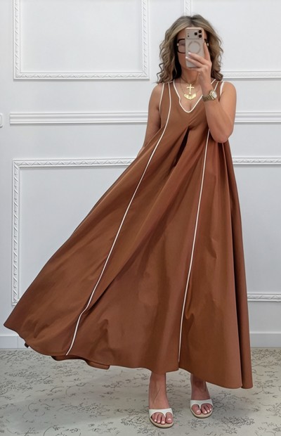 Μακρύ φόρεμα καφέ